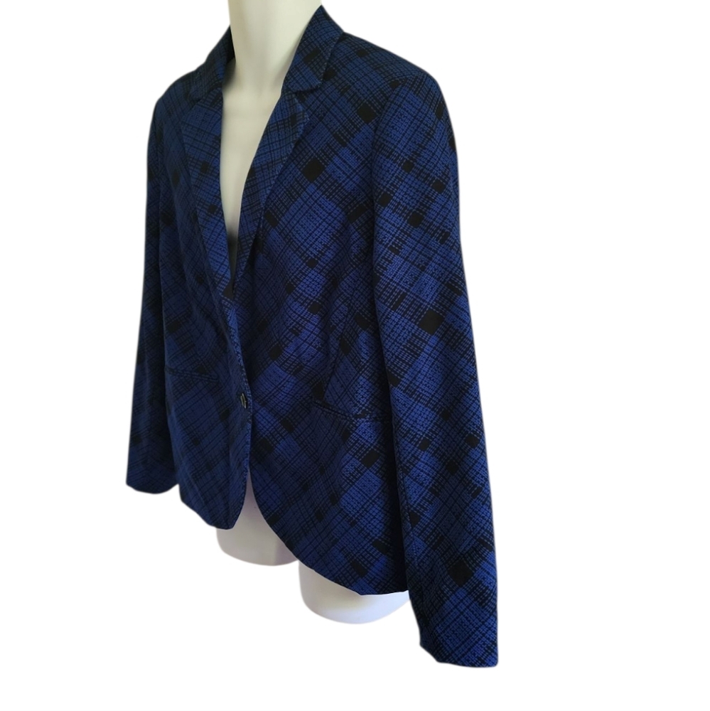 Lord & Taylor Patterned Office Preppy Wedding Formal Cobalt Blue Blazer - Womens - Picture 3 of 10